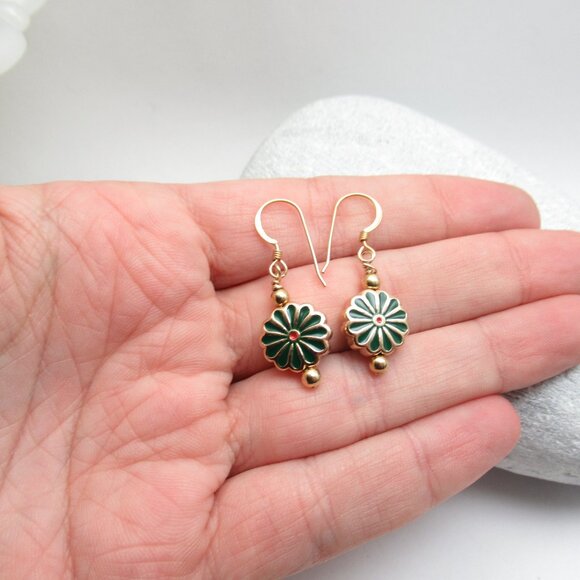 Enamel Daisy earrings - Picture 2 of 6